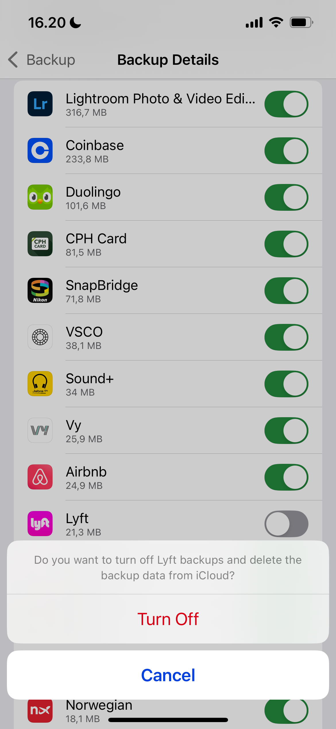 تنظیمات پشتیبان ICloud را خاموش کنید
