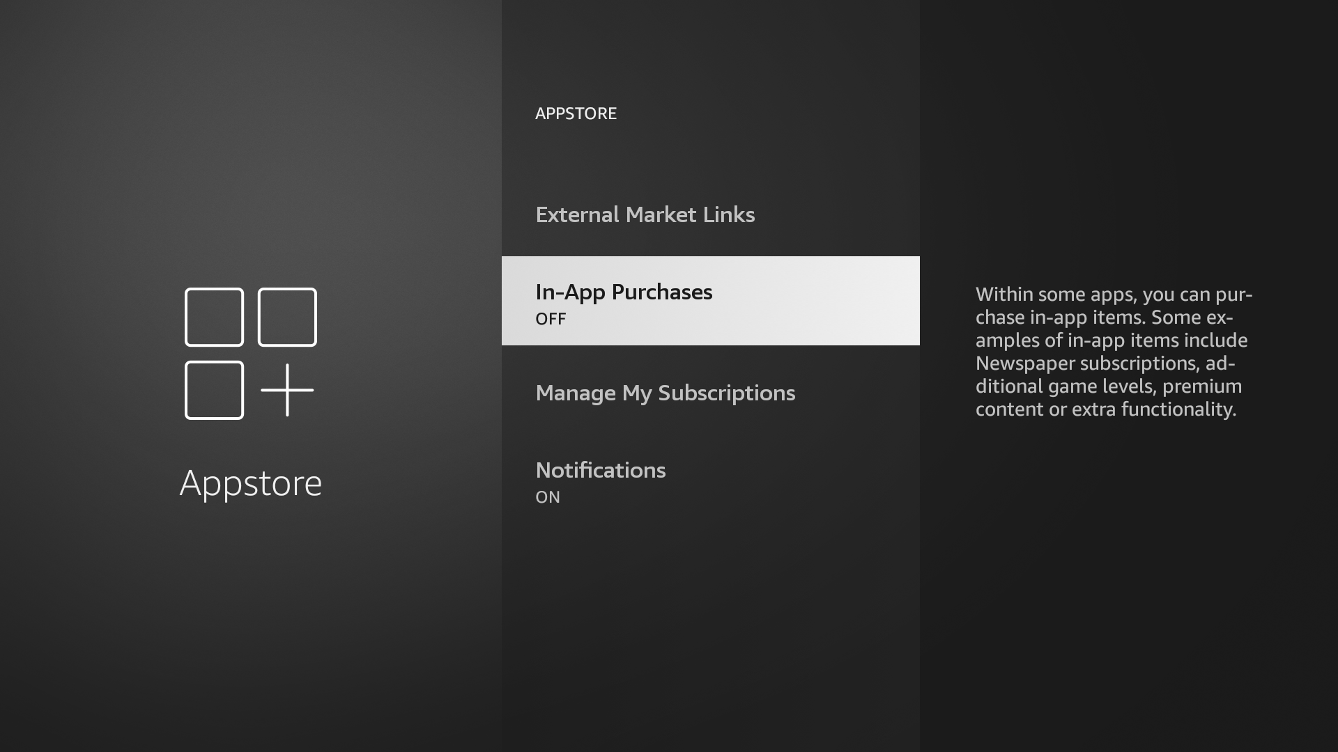 خریدهای درون برنامه در فروشگاه برنامه آمازون برای Fire TV Stick