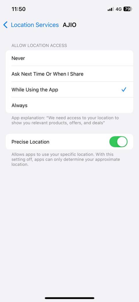 Location access for app on iPhone