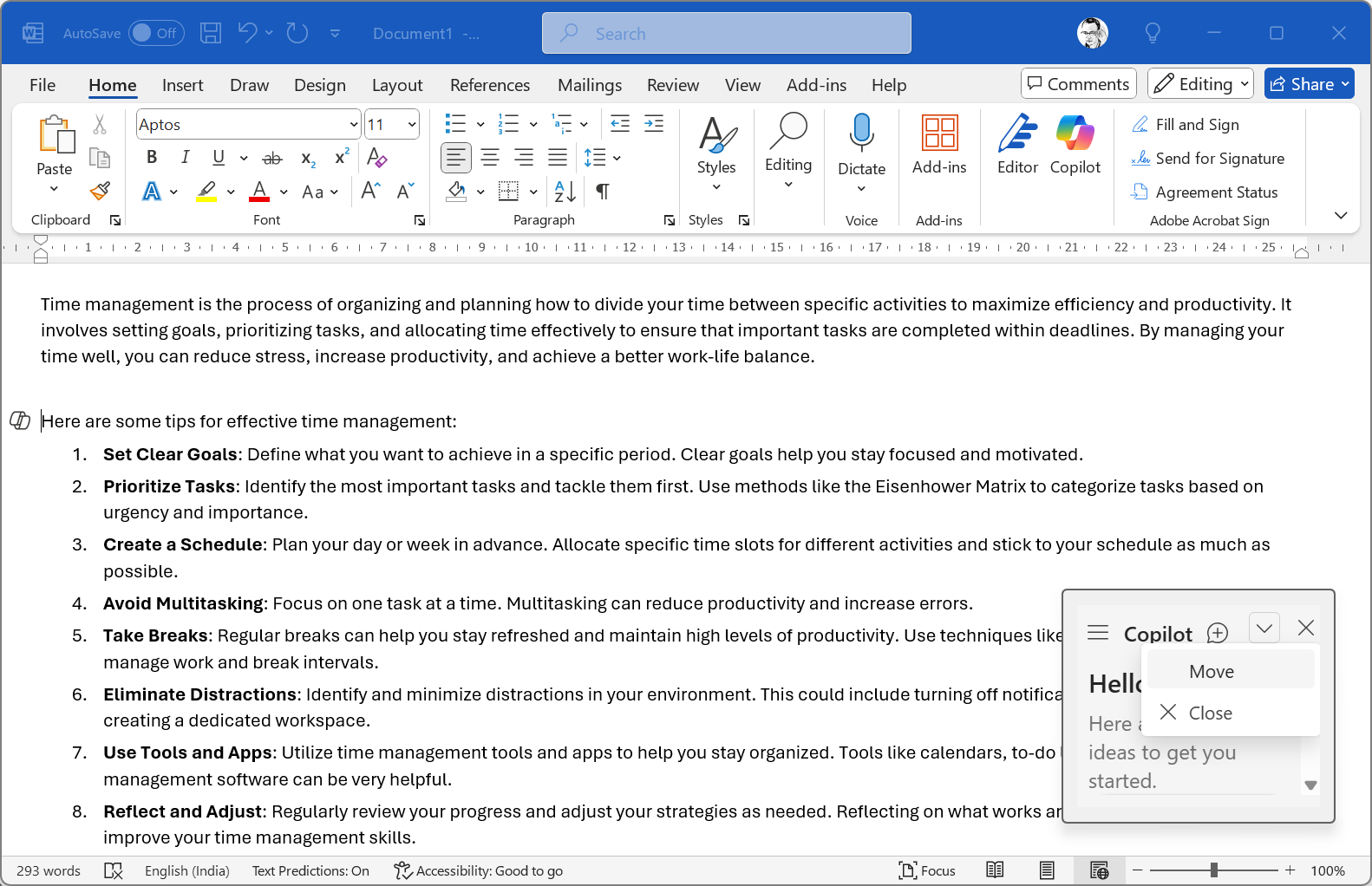 صفحه Copilot Microsoft Office در Word
