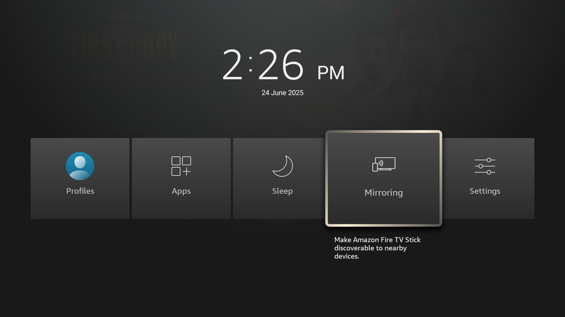 Mirroring option in Fire TV Stick