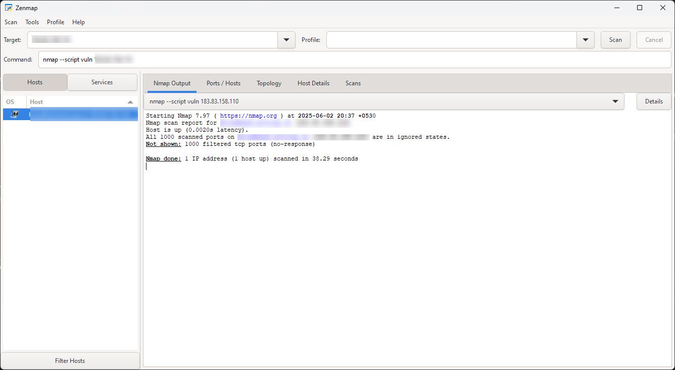 Nmap network scan results