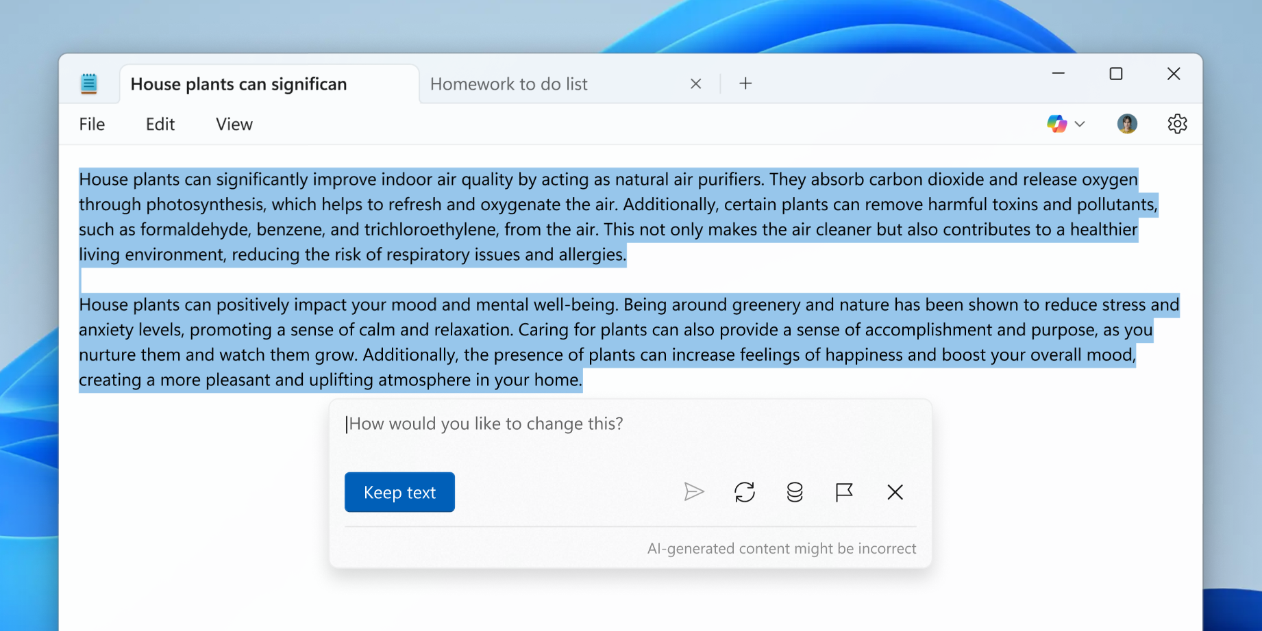 Notepad-Copilot ویژگی نوشتن