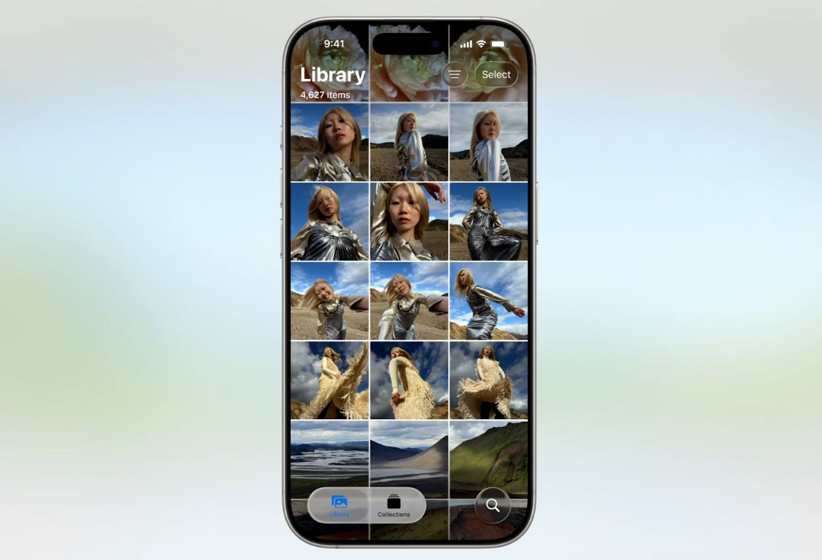 Photo app with a dedicated library and collection tab was re -prepared