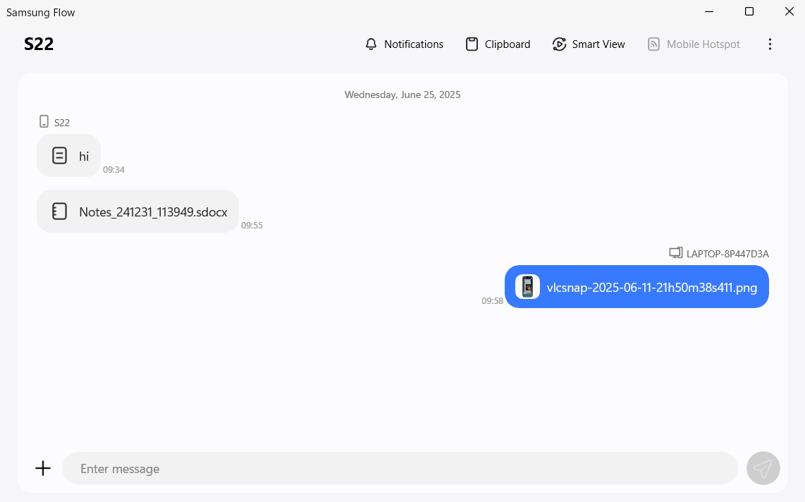 Samsung Flow app on Windows PC