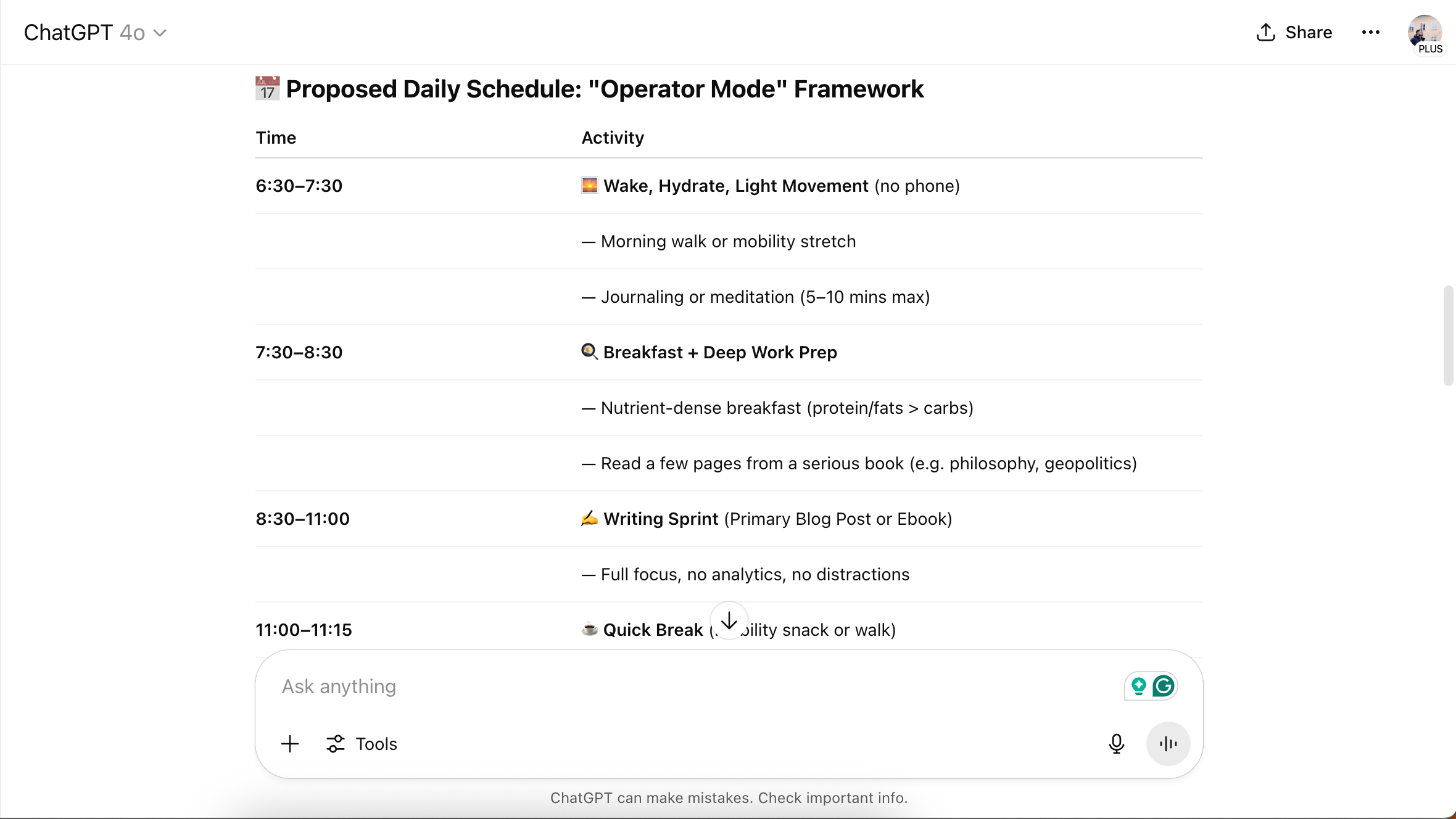 Creating a framework discussion in the ChatGPT app