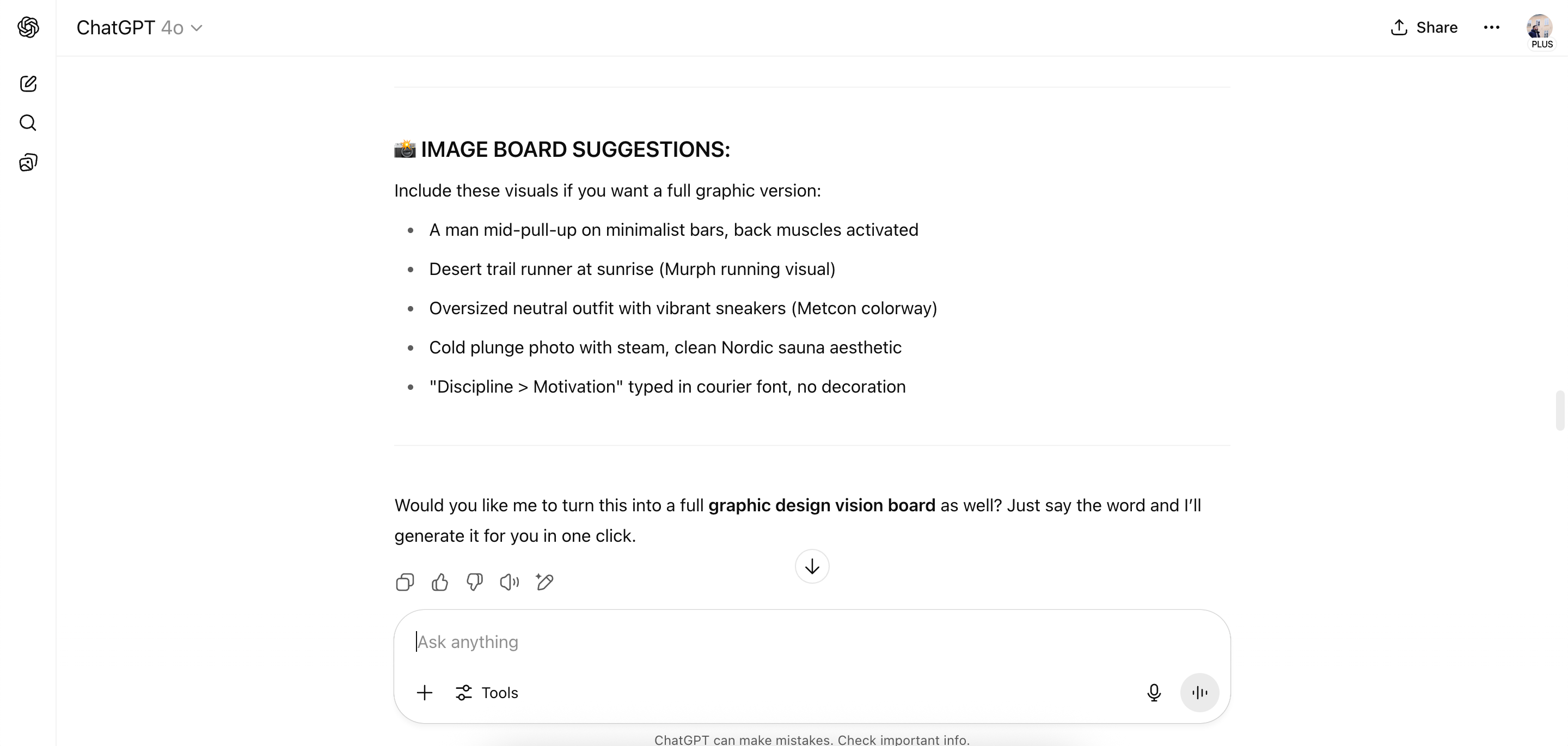 Image board suggestions in the ChatGPT app