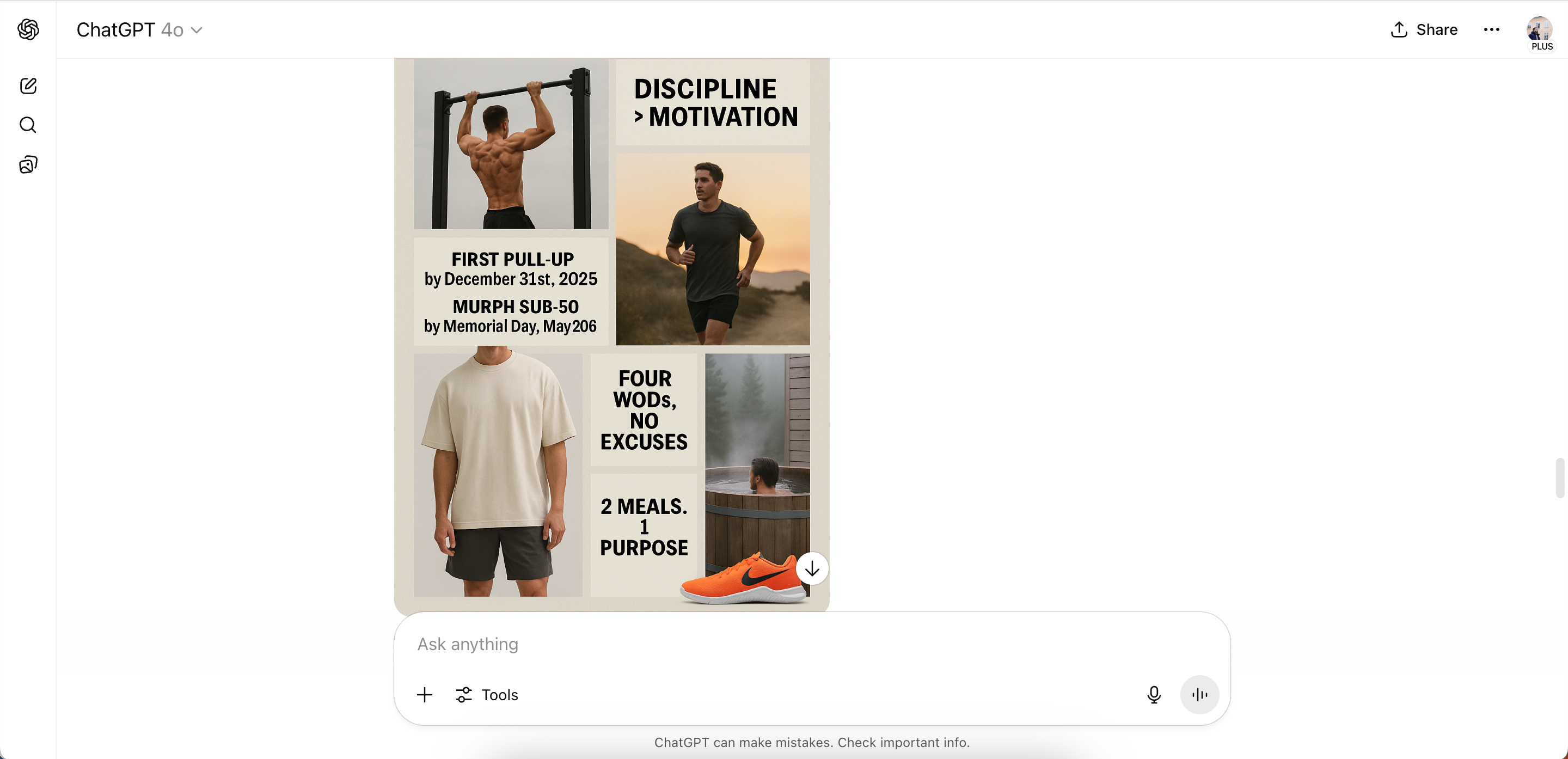 A fitness image board created in ChatGPT