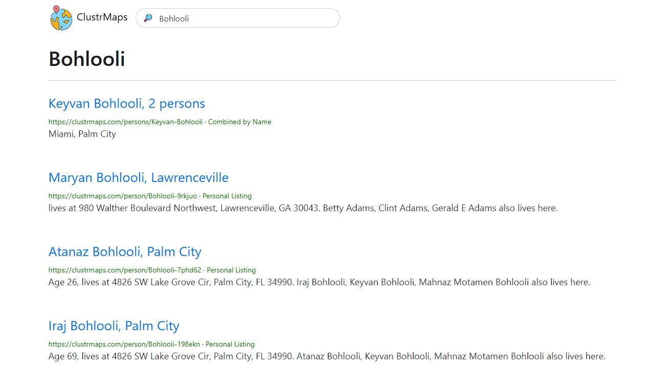 Searching ClustrMaps for the name Bohlooli