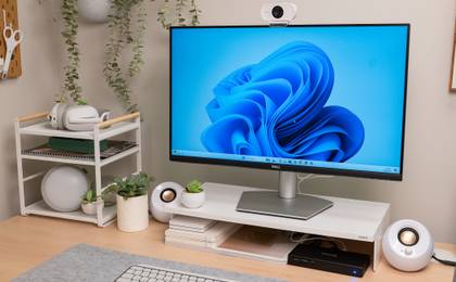 The Elgato Facecam Neo on top of a monitor