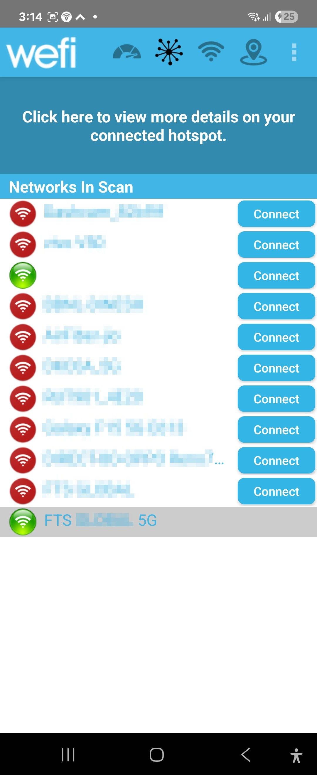لیست Hotspot WEFI در Android