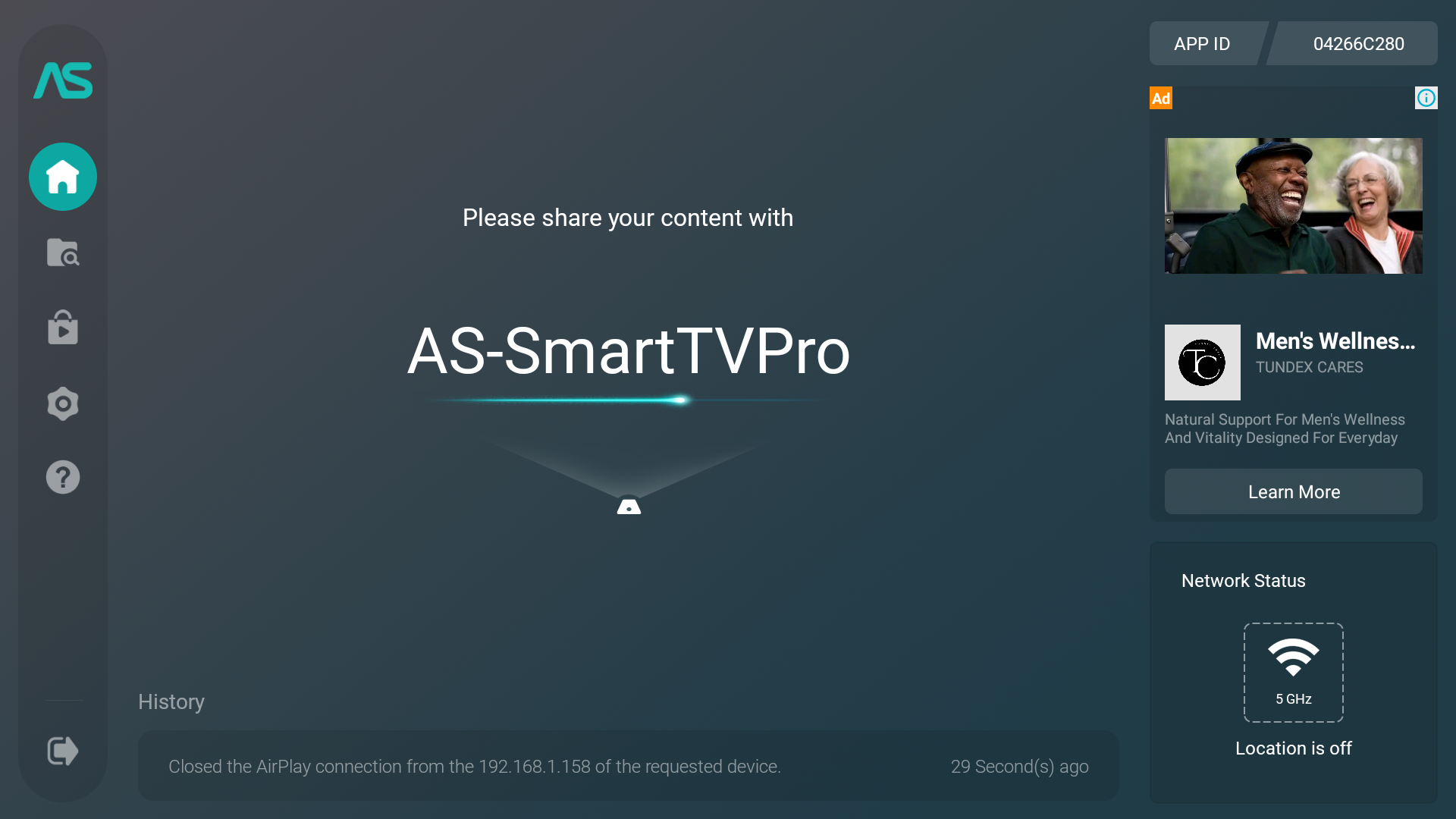 AirScreen app ready to cast on a TV