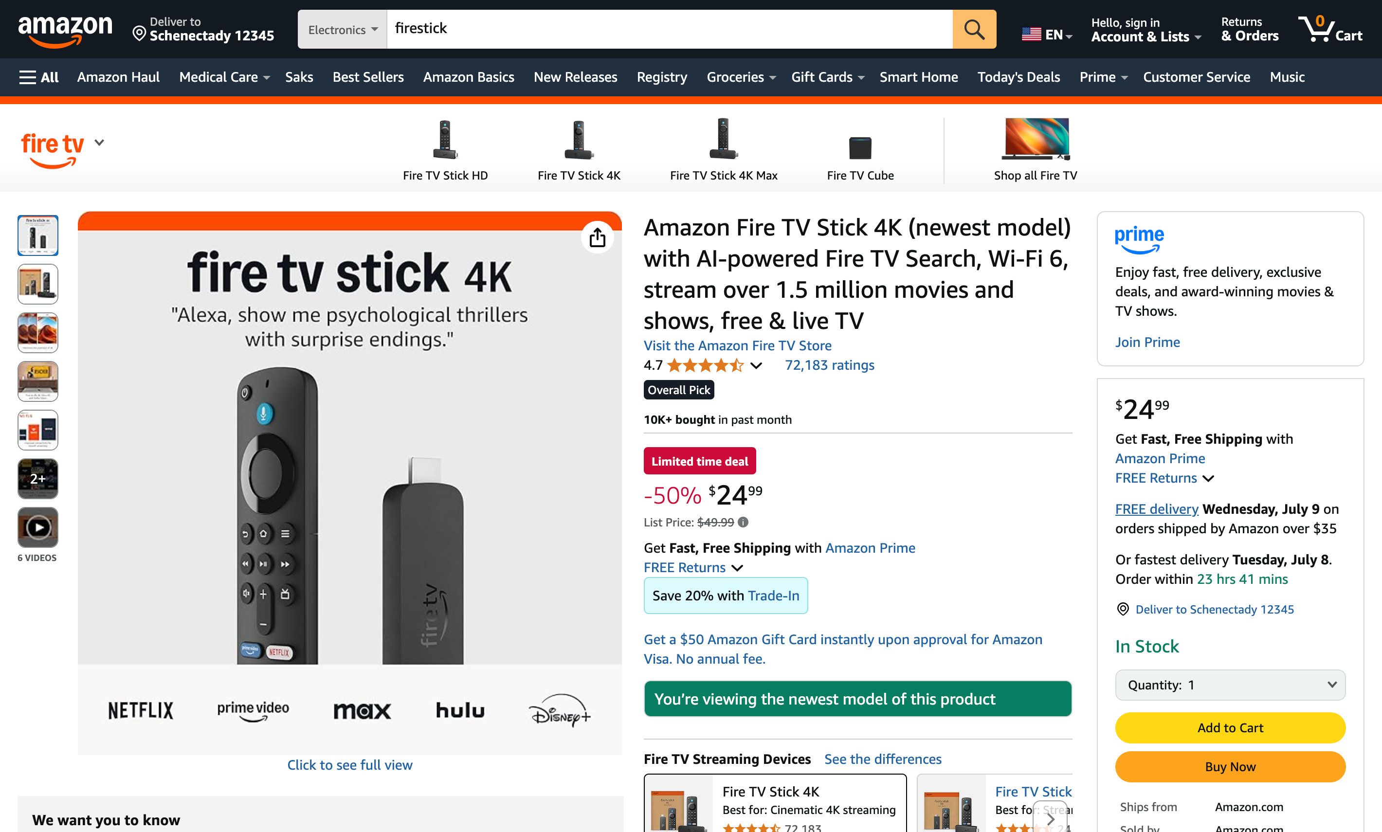 Amazon Fire TV Stick 4K Streaming Device