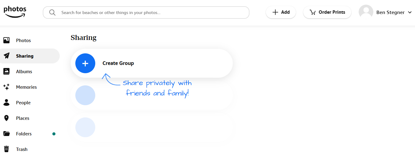 Amazon Prime Photos web view