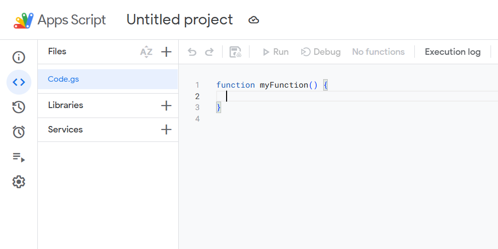 The Apps Script editor.
