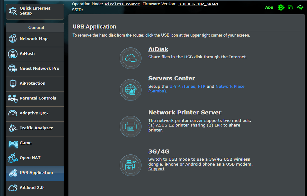 ASUS Router USB Disk Options