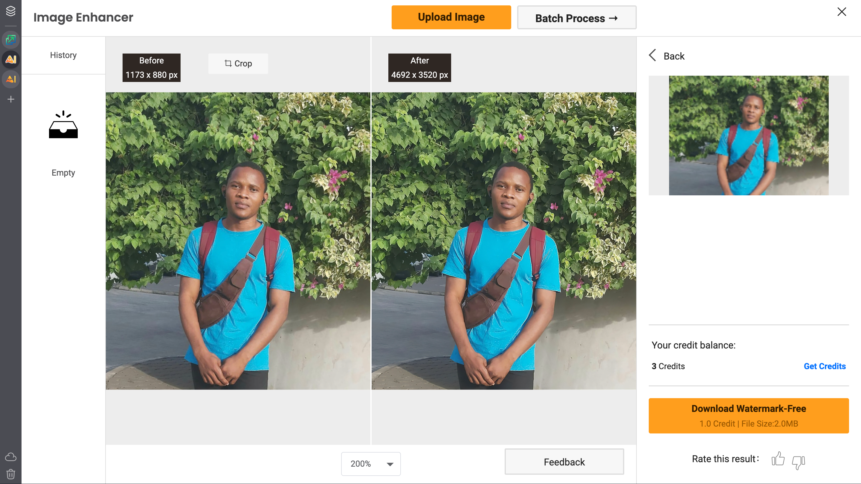 before and after of upscaled image on vanceai