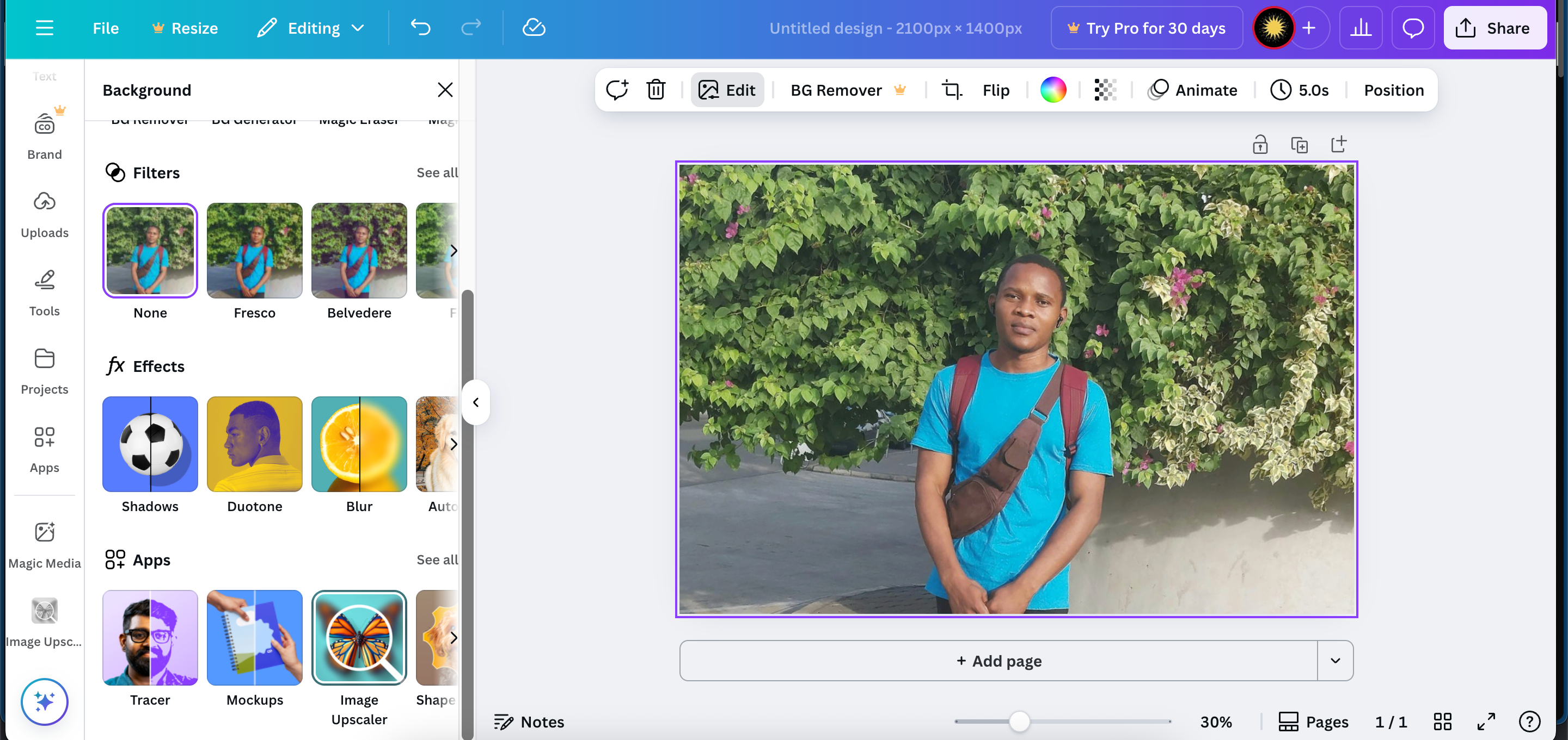 Canva Image upscaling interface