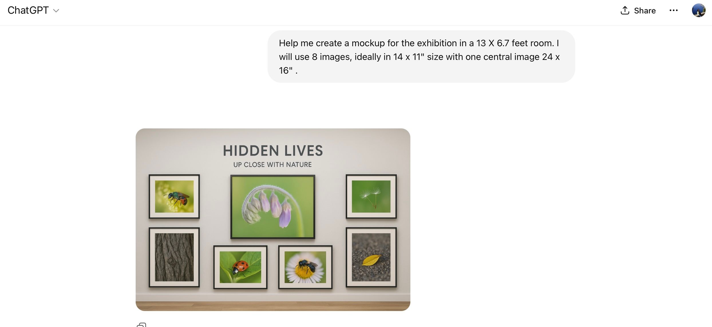 ChatGPT showing exhibition layout idea