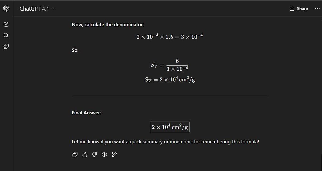 ChatGPT study mode giving the final answer to a question