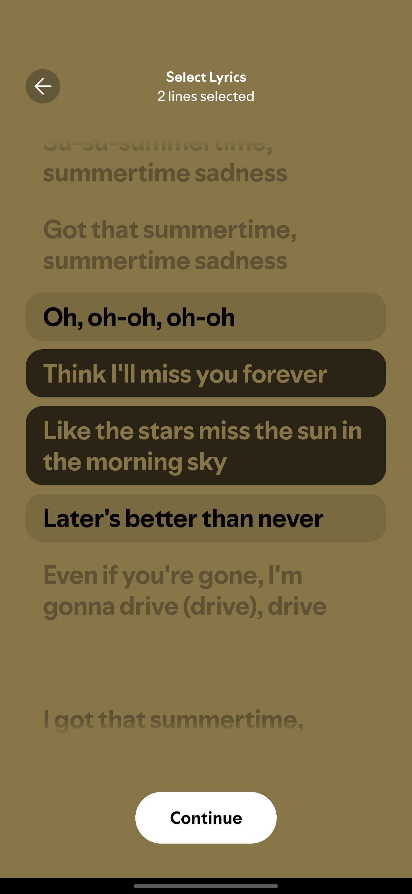 Choosing lyrics from Spotify