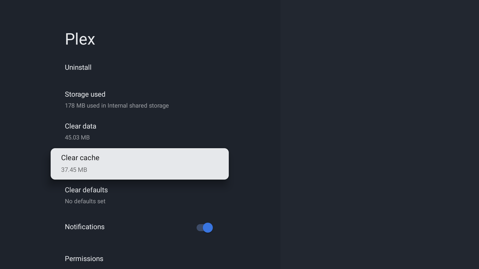 Clear app cache