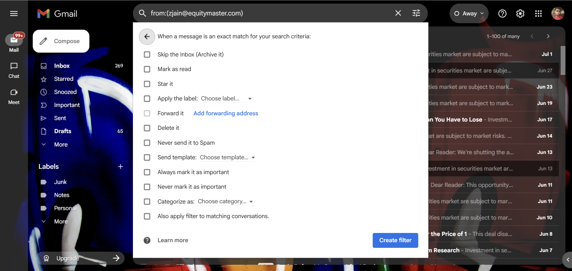Create Filters or Rules to Auto-Sort Spam