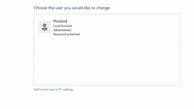 Creating a new account in Control Panel -anim