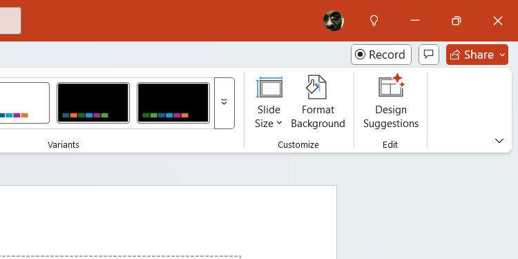 The "Design Suggestions" button in PowerPoint,