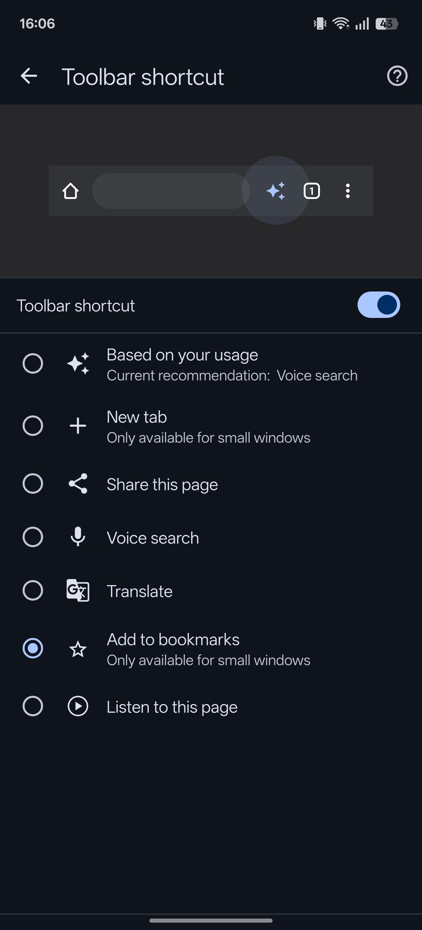 ویژگی میانبر نوار ابزار در Chrome برای Android با گزینه Add to Stkmarks فعال شد.