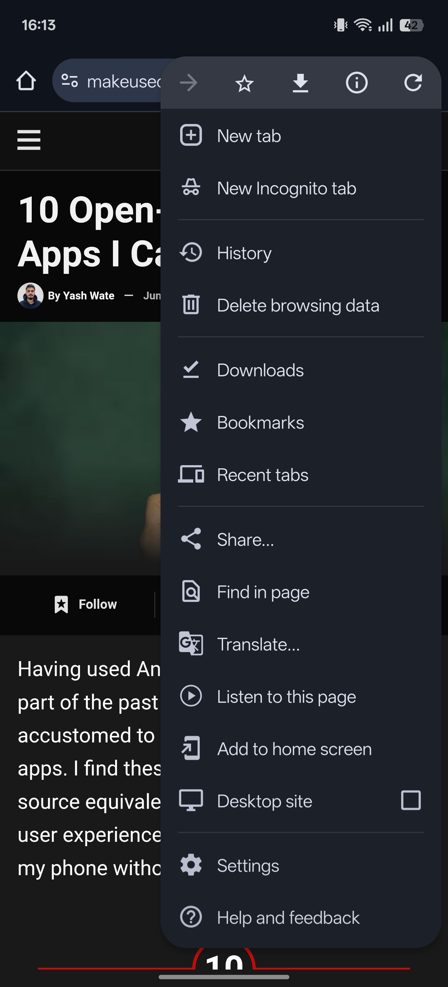 If you don't know this tip, don't use Chrome in Android. 15 An option of 3 dot menu for chrome for Android.
