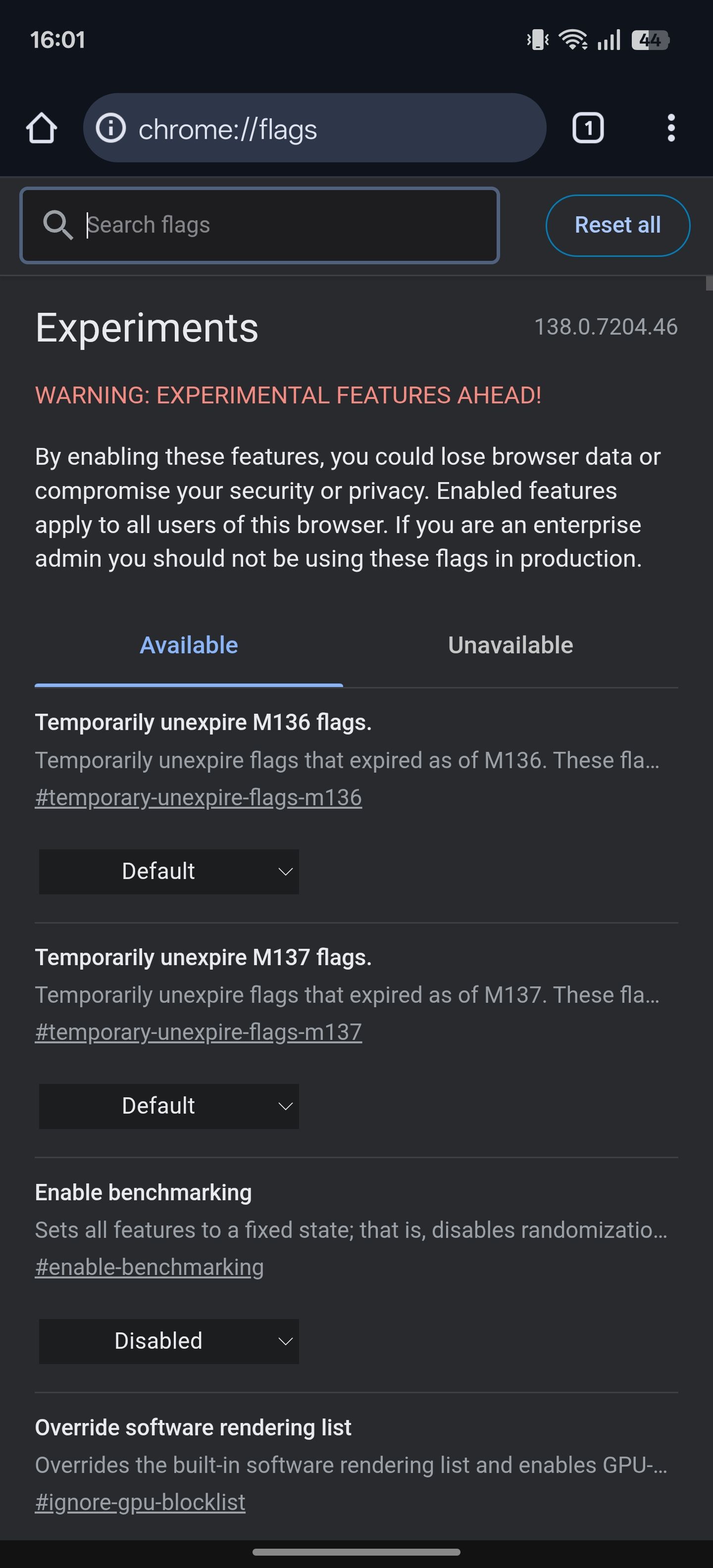 If you don't know this tip, don't use Chrome in Android. 1 Chrome Flags Android's web page.