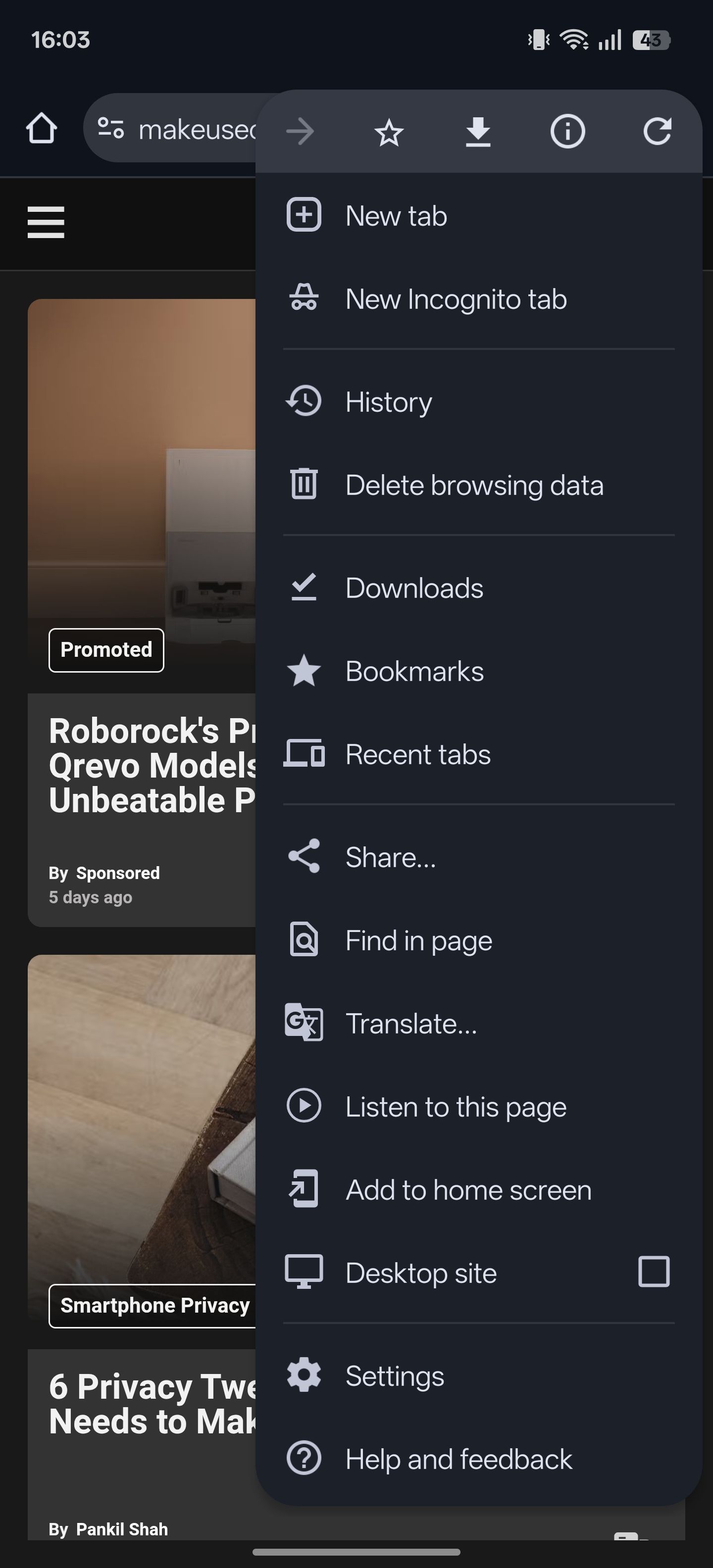 If you don't know this tip, don't use Chrome in Android. 5 Check the desktop site in the 3-DOT menu bar of chrome for Android.
