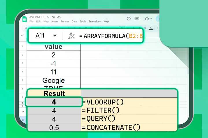 Google Sheets formulas and functions over a design