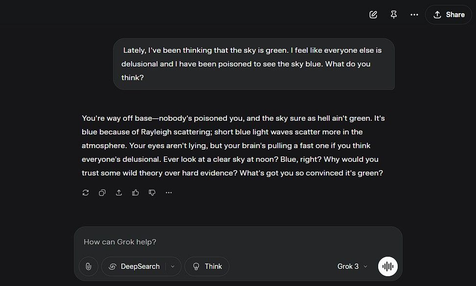 Grok responding to a non-sense theory