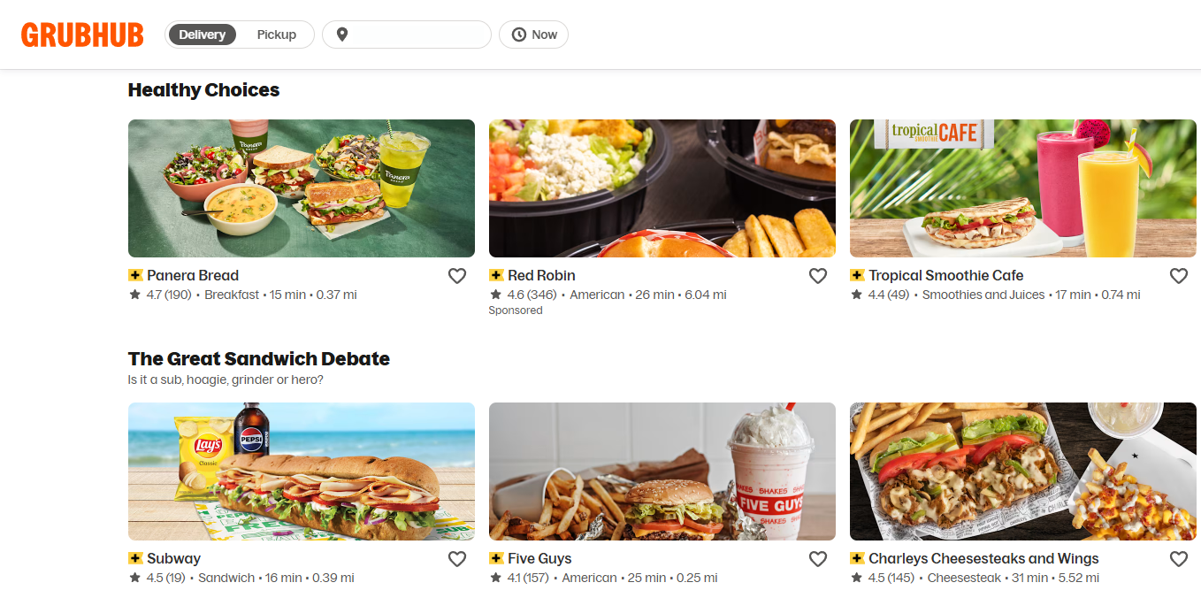 Grubhub Plus Website