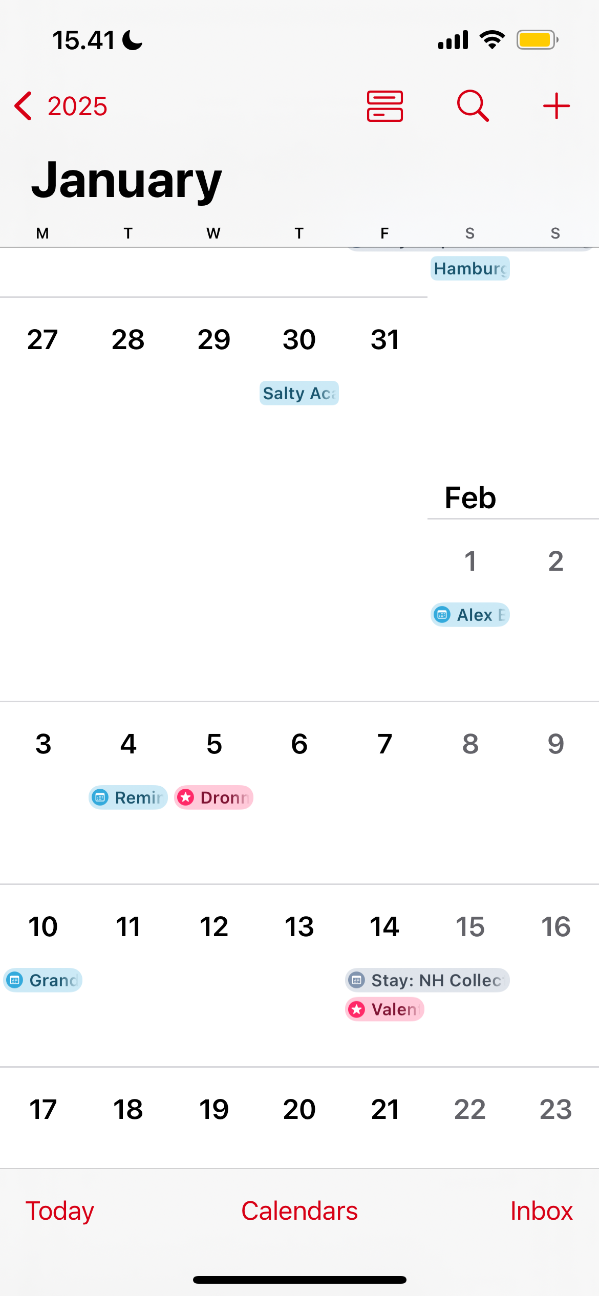 The Apple Calendar app on iPhone