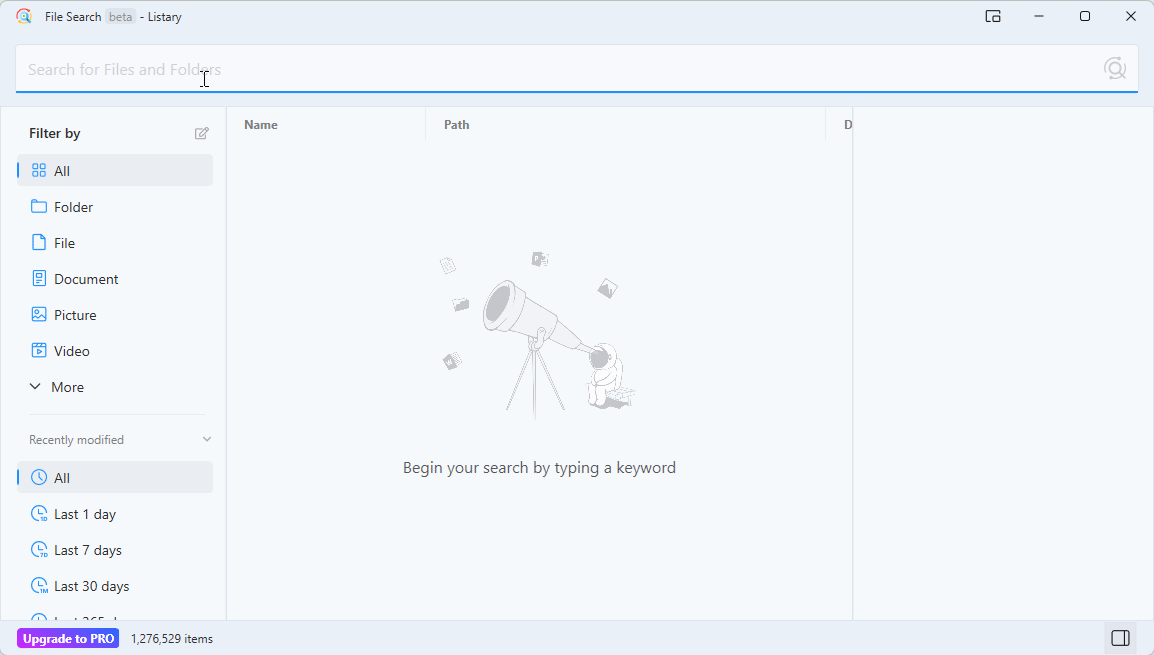 Listary new file search