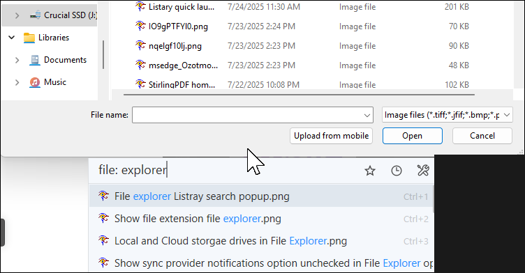 Listray save open dialog box toolbar