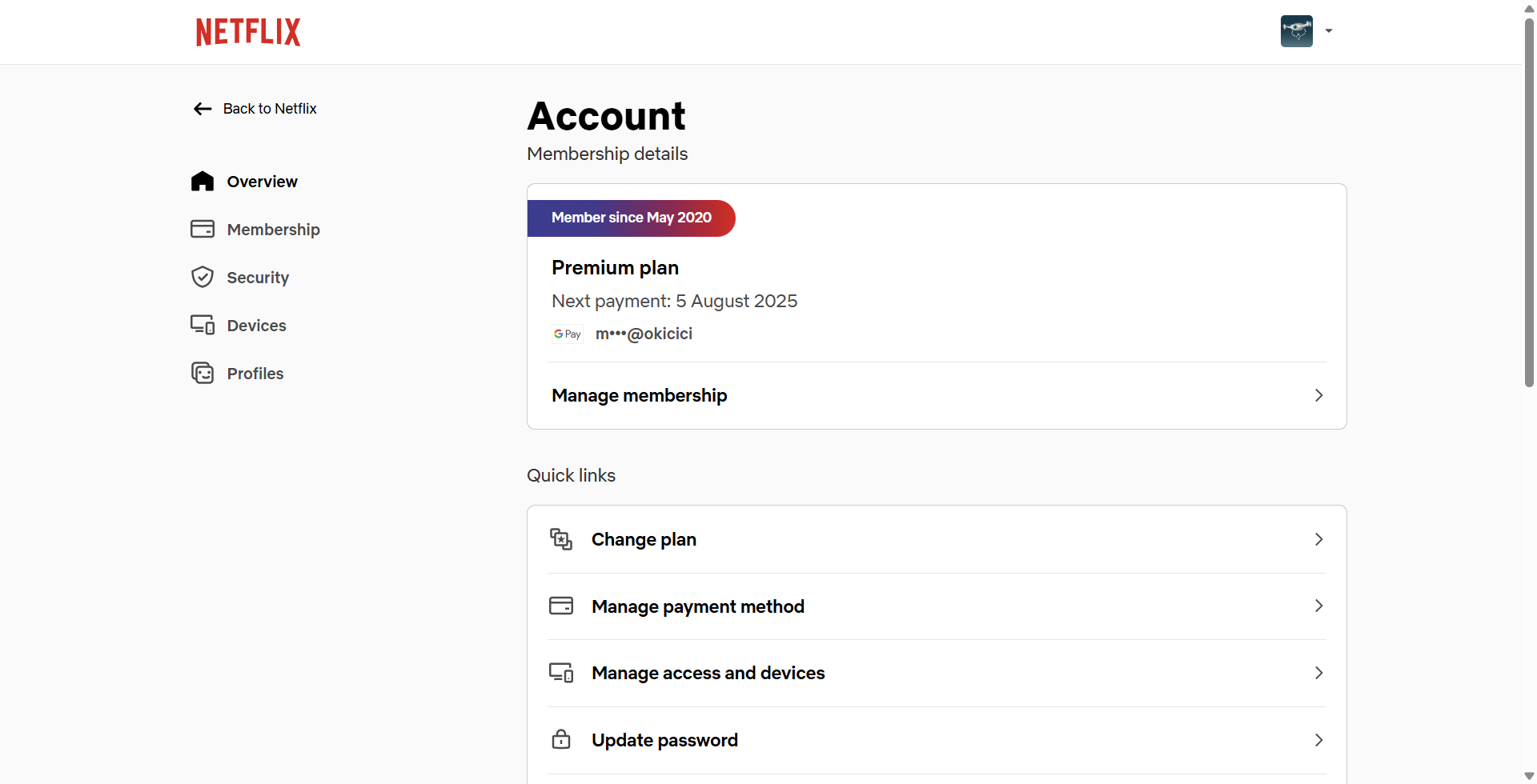 Managing Netflix premium accounts