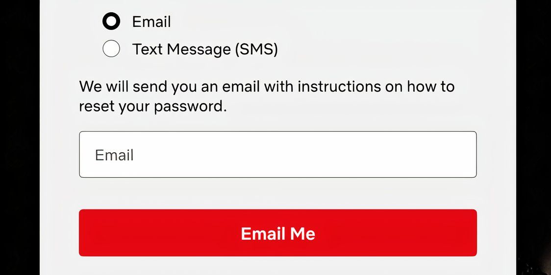 Netflix Email Me screen