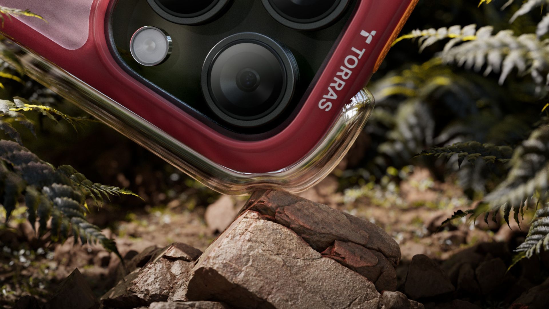 Phone in TORRAS Ostand Q3 Air Case falling onto stone.