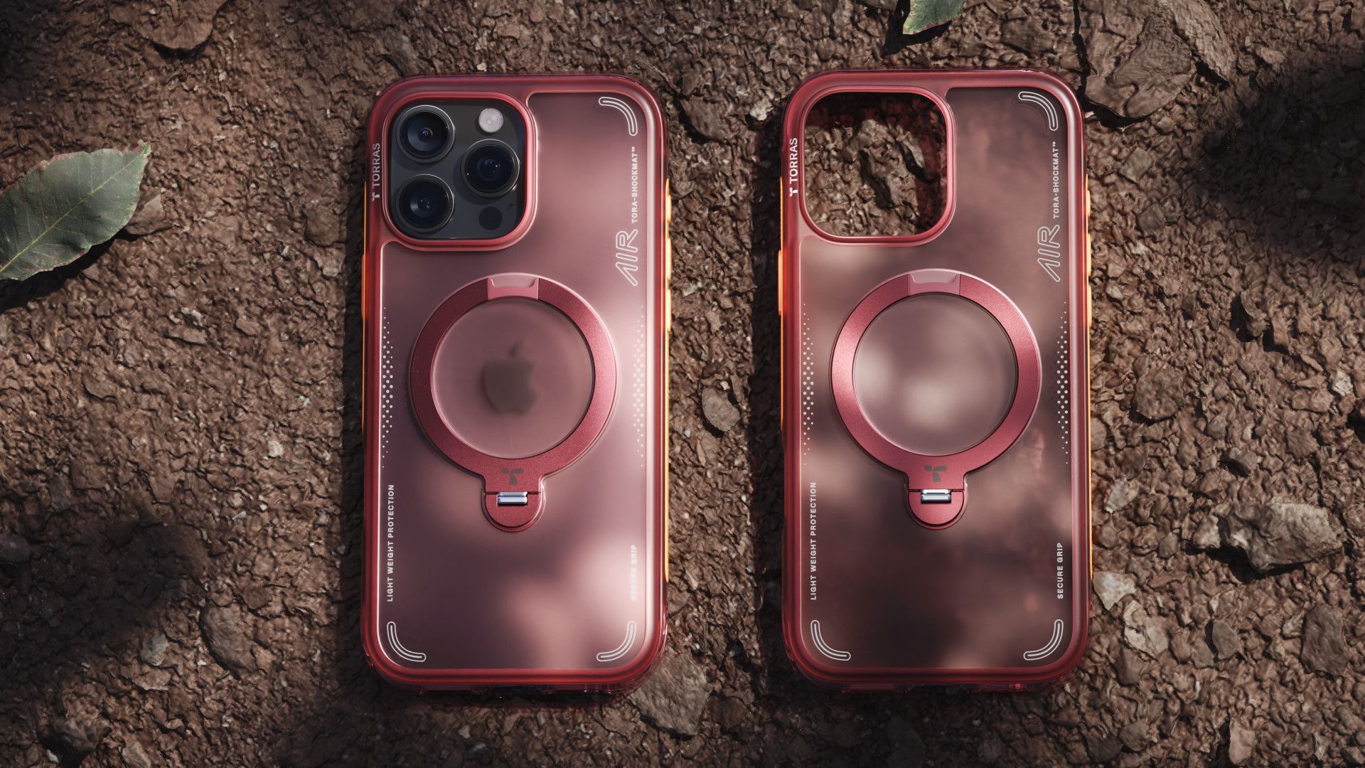 Ostand Q3 Air case for iPhone 16 Pro Max in red.