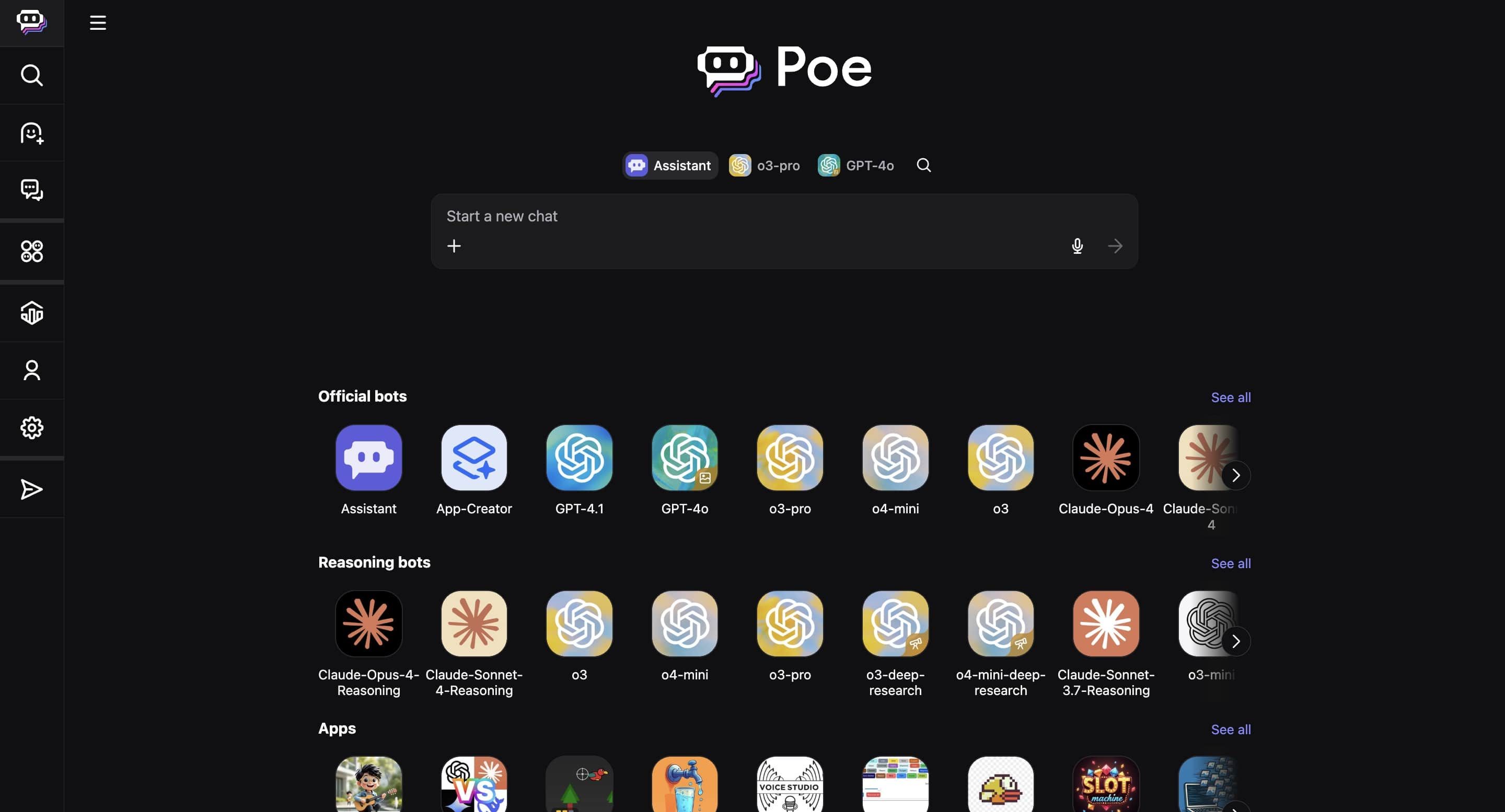 Poe webpage on desktop