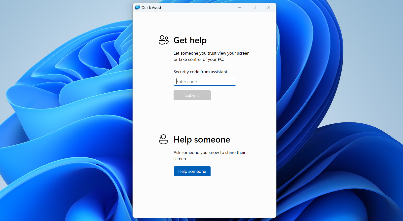 Quick Assist app on Windows 11