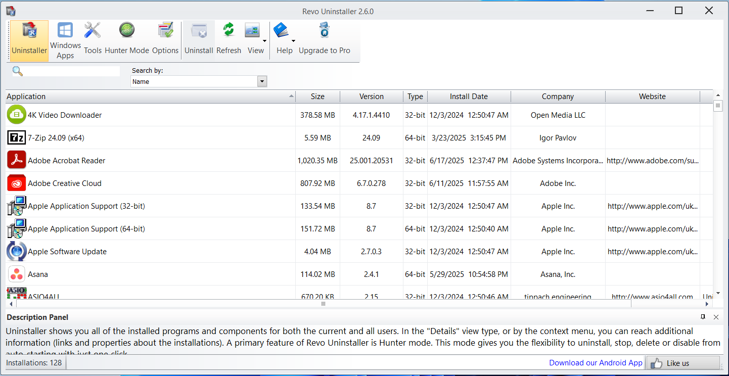 Revo Uninstaller on Windows.