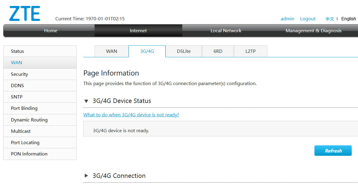 Router settings page showing USB mobile internet option