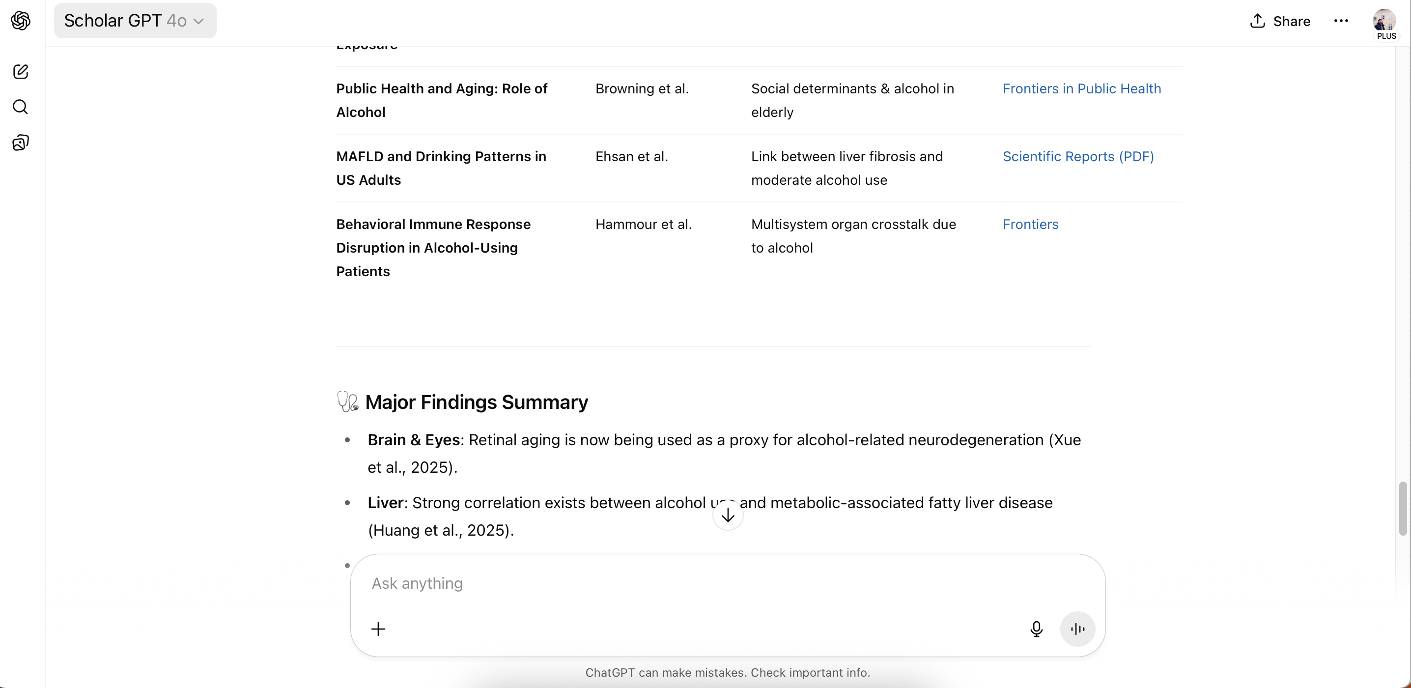 Table links in ScholarGPT
