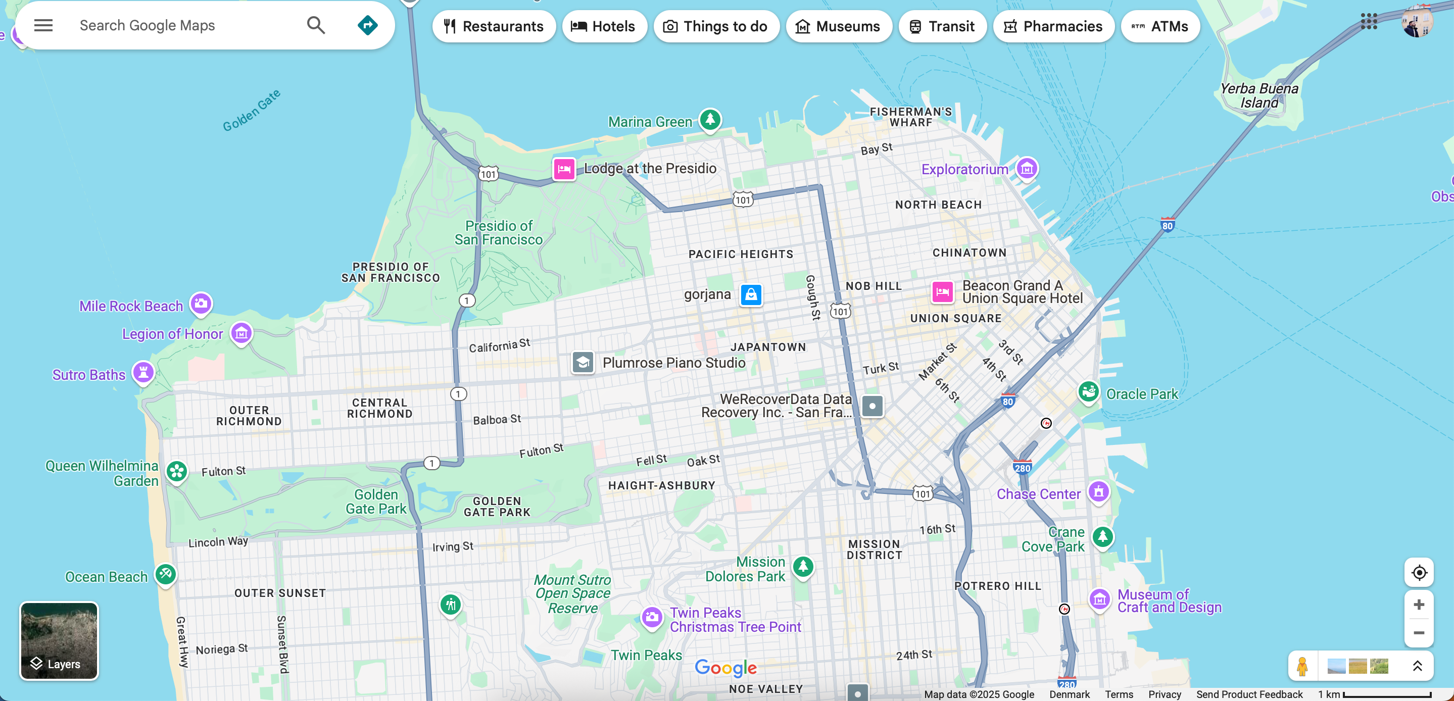 Google Maps being used in a browser