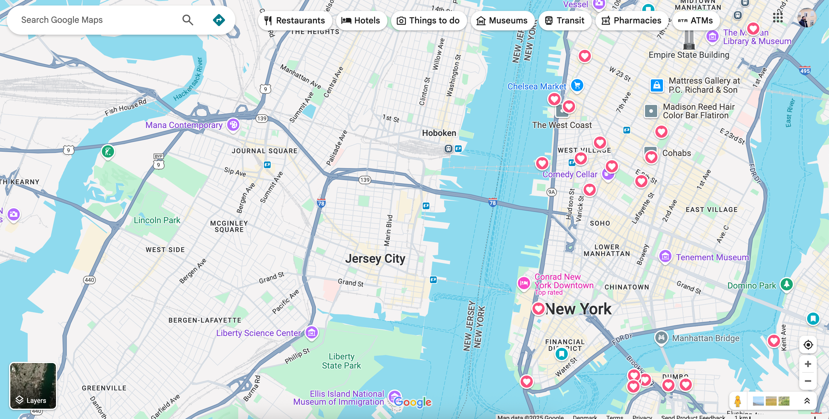 The interface in the Google Maps app